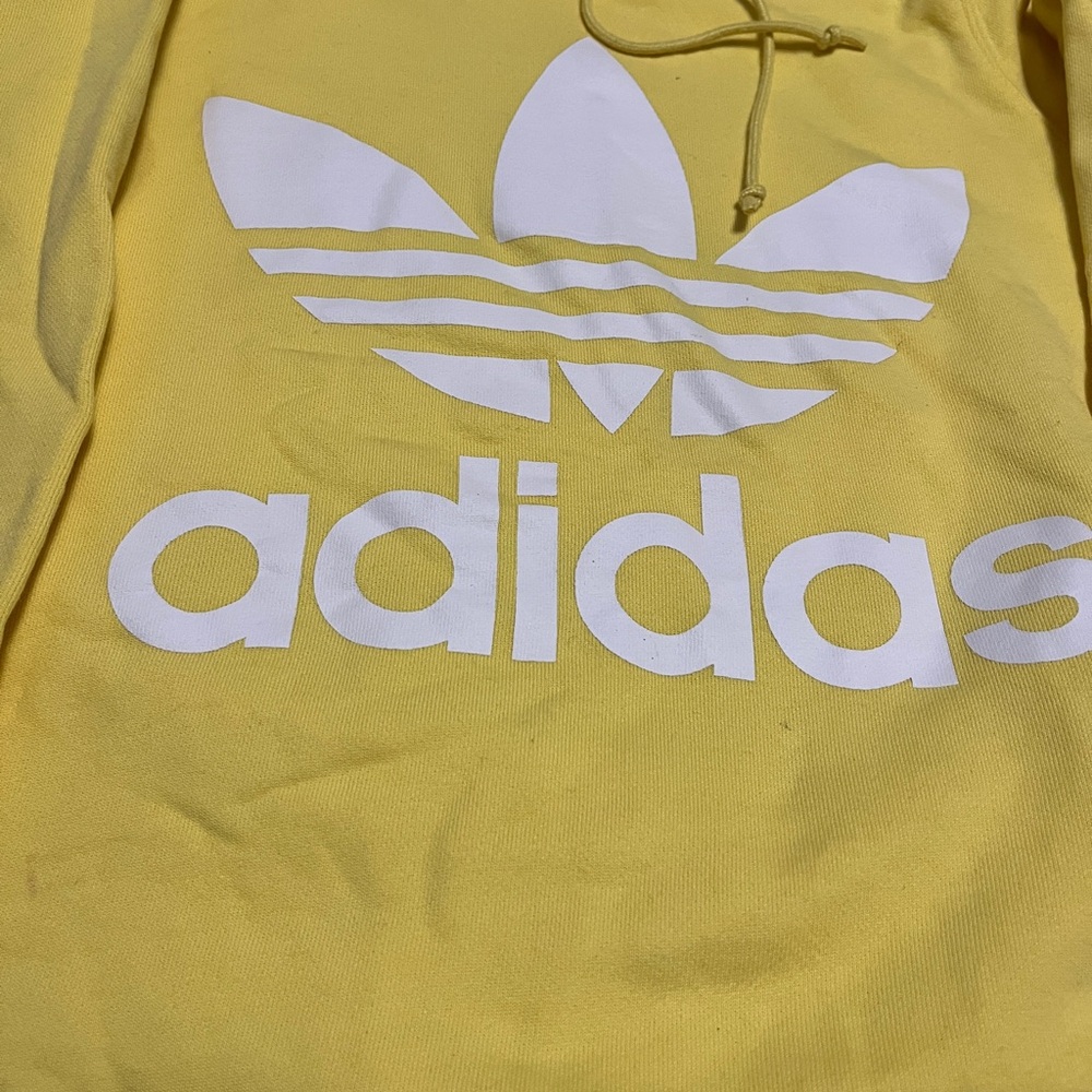 Adidas Bright Yellow Hoodie with White Logo